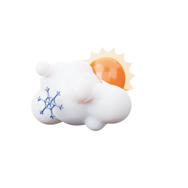 Cloud snow flakes Sun 3D icon, view 2