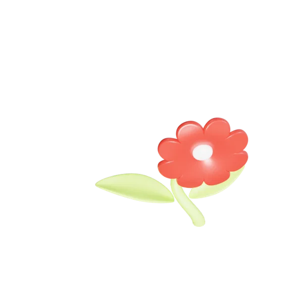 Flower 3D icon, view 4