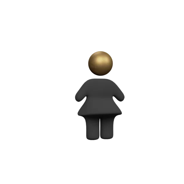 Figure woman 3D icon, view 3