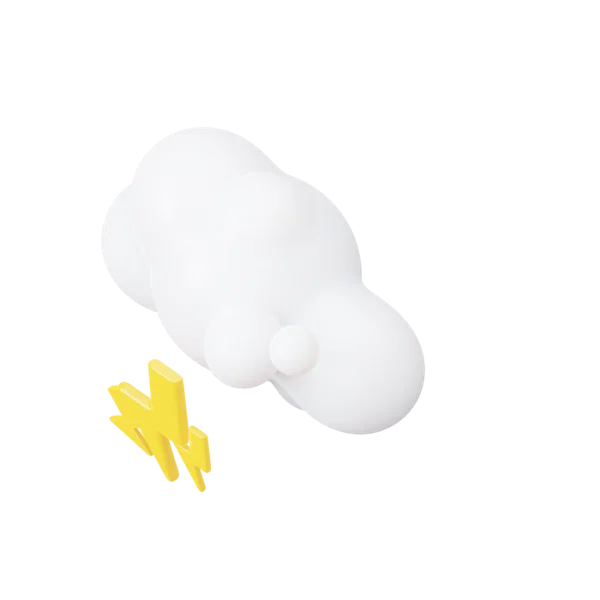 Lightening clouds 3D icon, view 5