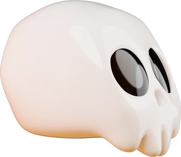 Skull 3D icon, view 3