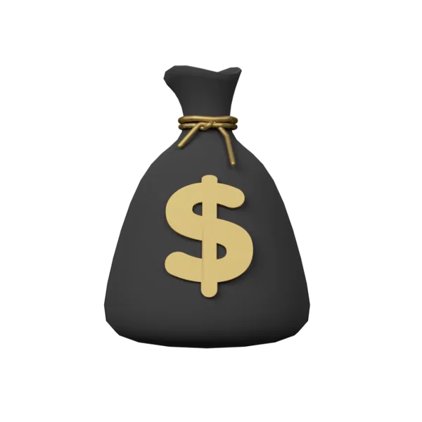 Money bag 3D icon, view 1