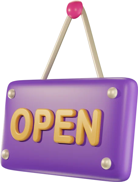 Open sign 3D icon, view 2