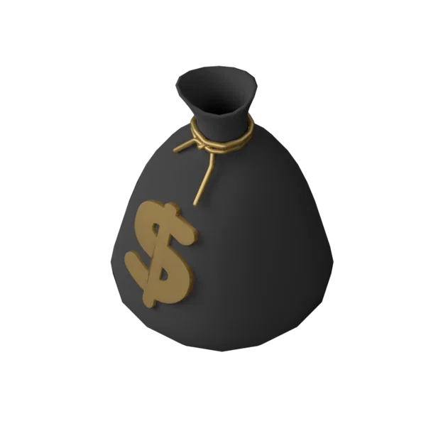 Money bag 3D icon, view 5