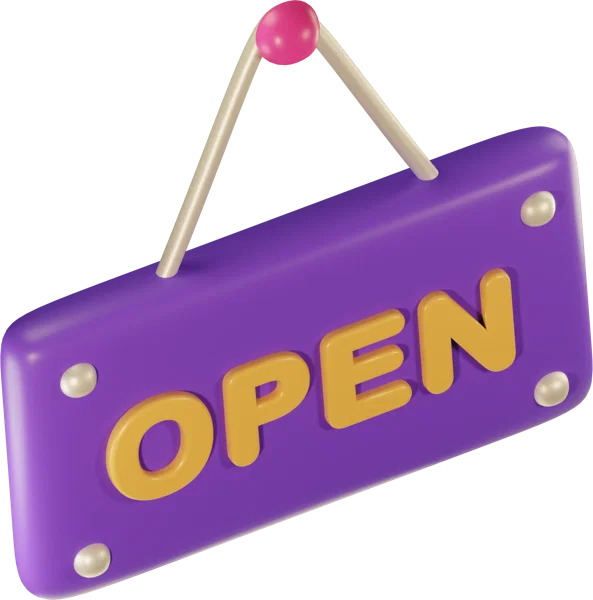 Open sign 3D icon, view 4