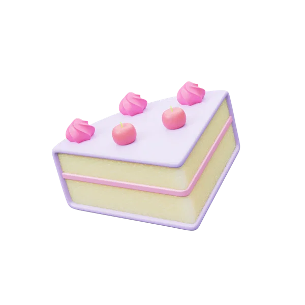 Birthday Cake Piece 3D icon, view 2