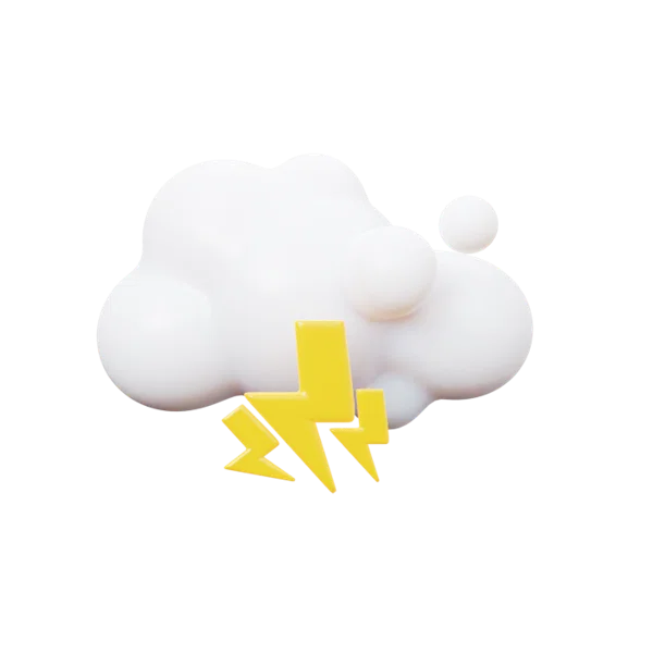Lightening clouds 3D icon, view 1