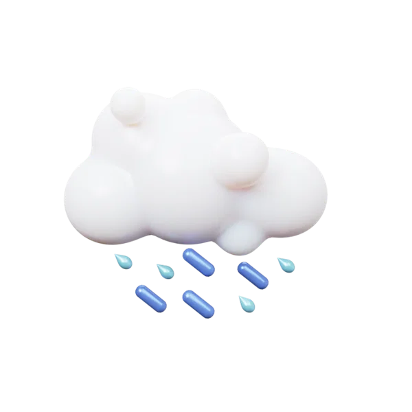 Cloud raining 3D icon, view 1
