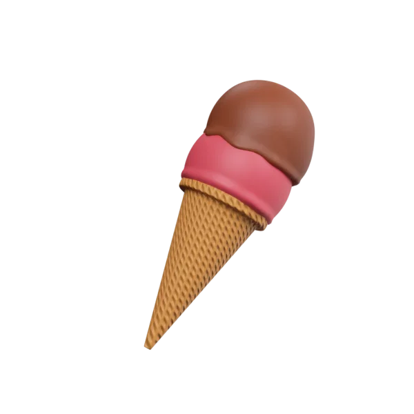 Ice Cream in Cone 3D icon, view 3