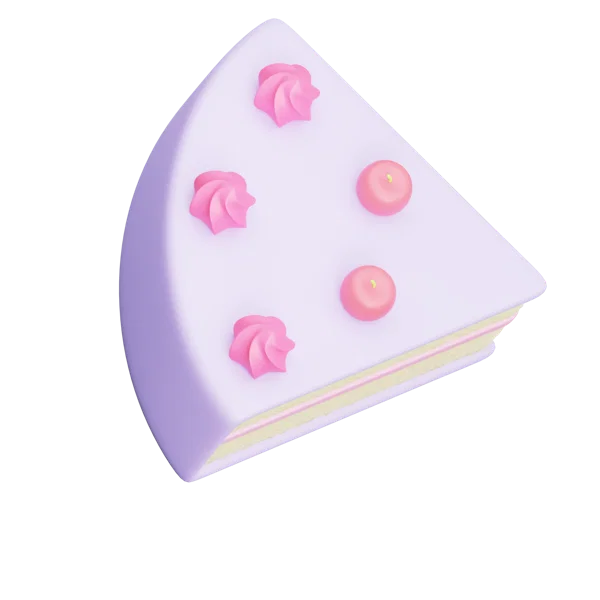 Birthday Cake Piece 3D icon, view 4