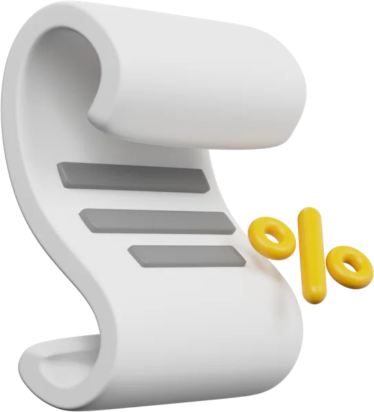 Percentage list 3D icon, view 3
