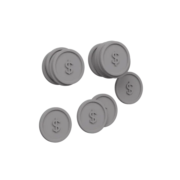 Coins 3D icon, view 3