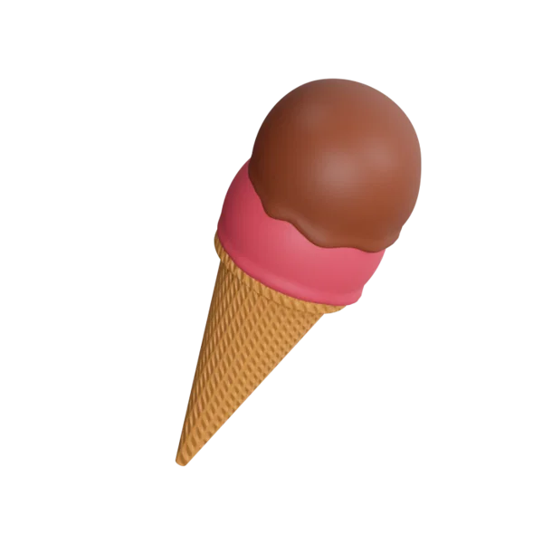 Ice Cream in Cone 3D icon, view 4