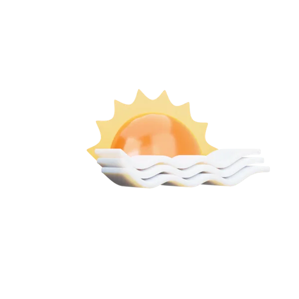 Sun horizon 3D icon, view 3