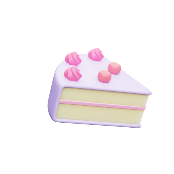 Birthday Cake Piece 3D icon, view 3