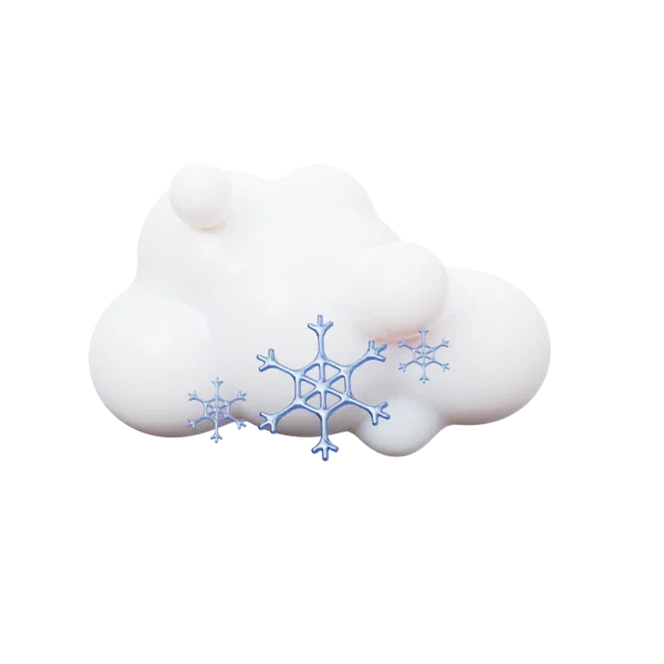 Cloud snow flakes 3D icon, view 1