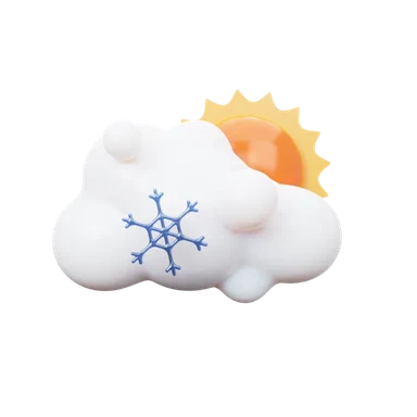 Cloud snow flakes Sun 3D icon, view 1