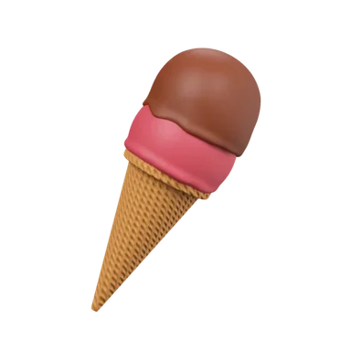 Ice Cream in Cone 3D icon, view 1