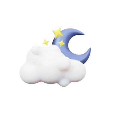 Moon under clouds 3D icon, view 1