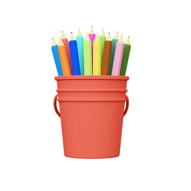 Bucket Pencil 3D icon, view 1