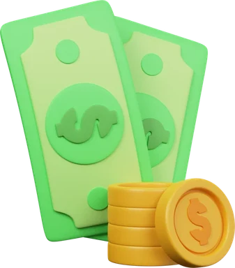 Money and Coins 3D icon, view 1