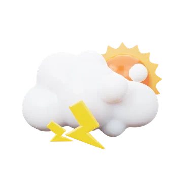 Lightening clouds sunny 3D icon, view 1