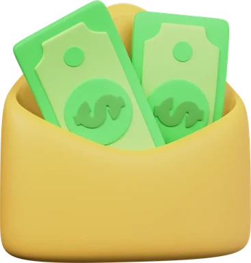 Money in Envelope 3D icon, view 1