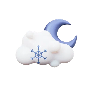 Cloud snow flakes moon 3D icon, view 1