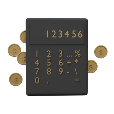 Calculator Coins Graph 3D icon, view 1