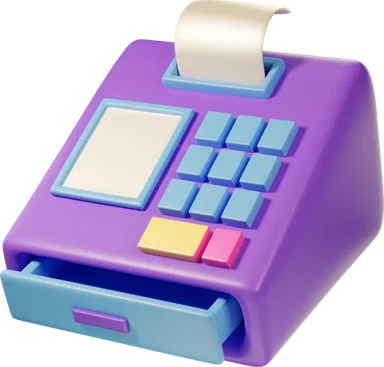 Cash register 3D icon, view 1