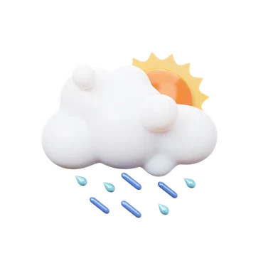 Cloud raining sun 3D icon, view 1