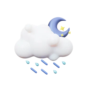 Cloud raining moon 3D icon, view 1