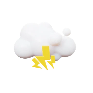 Lightening clouds 3D icon, view 1