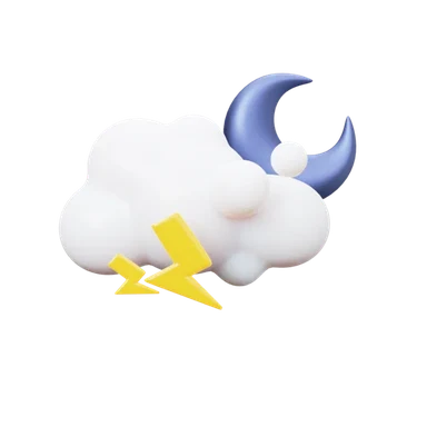 Ligthening clouds mooney 3D icon, view 1