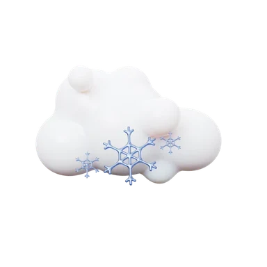 Cloud snow flakes 3D icon, view 1